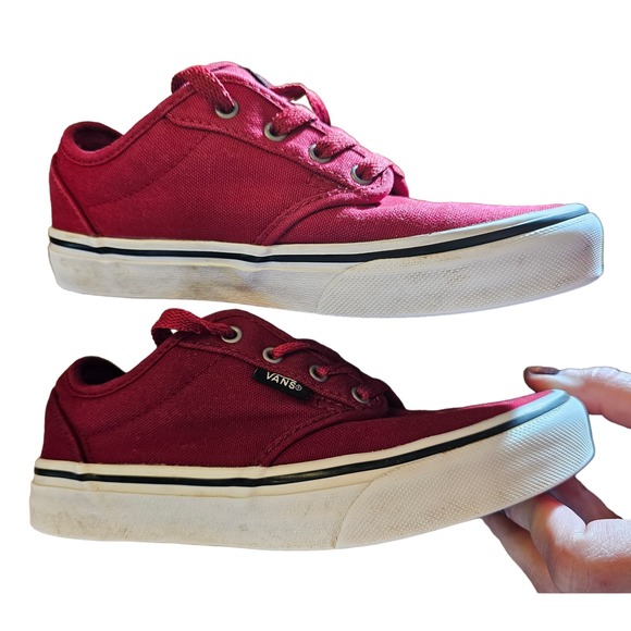 Vans size 2.5 kids red sneakers low top EUC unisex - Picture 3 of 6